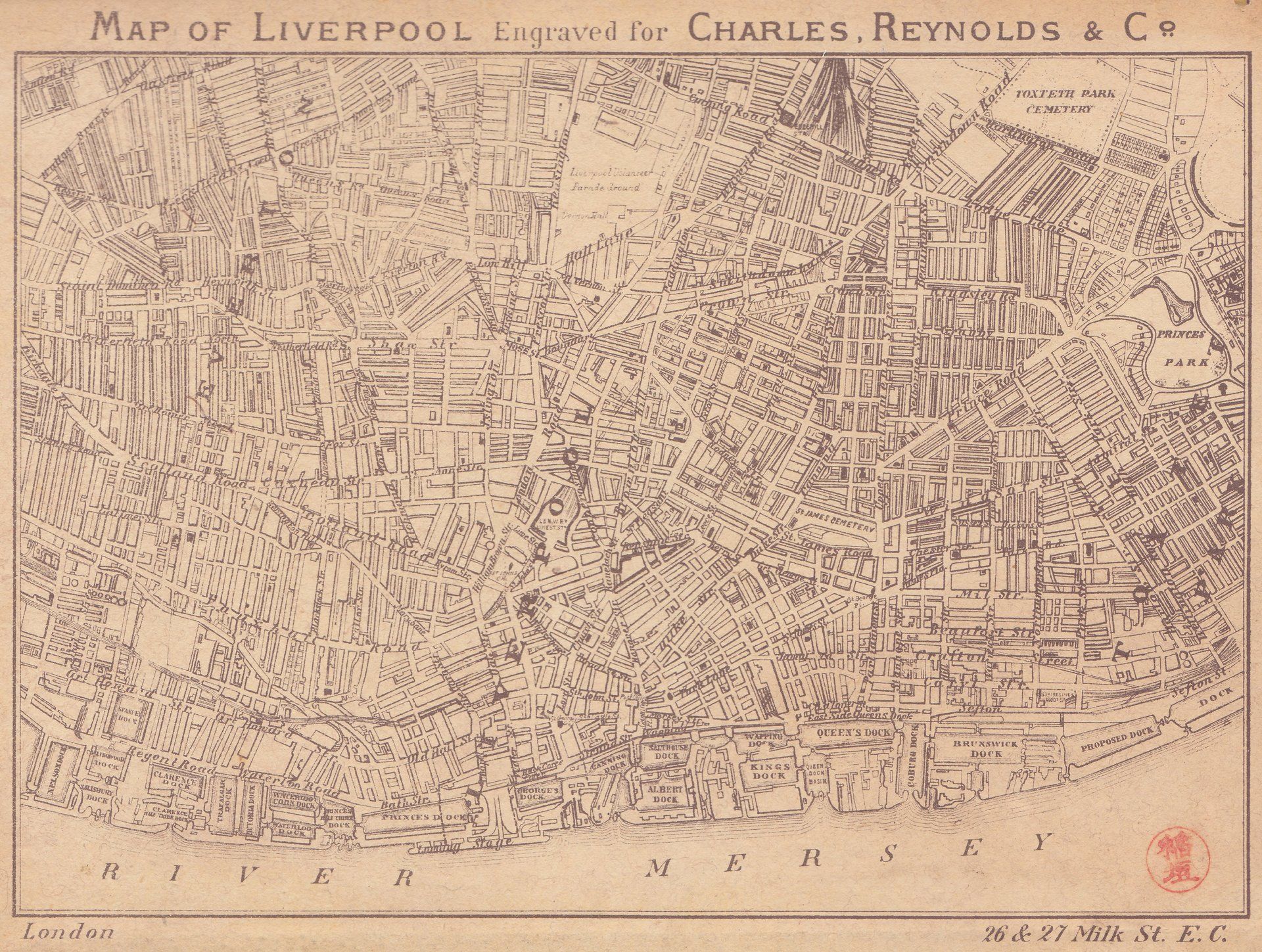 MAP OF LIVERPOOL Engraved for CHARLES, REYNOLDS & CO