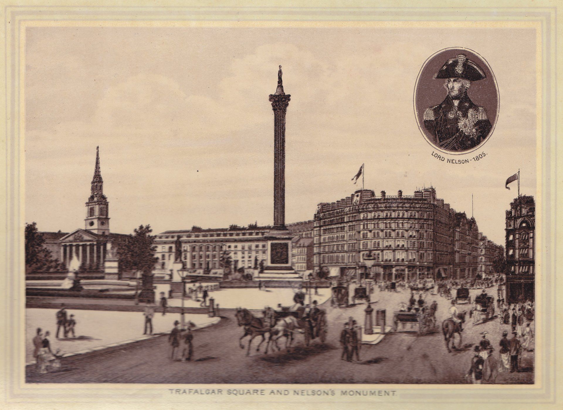 TRAFALGAR SQUARE AND NELSON'S MONUMENT.