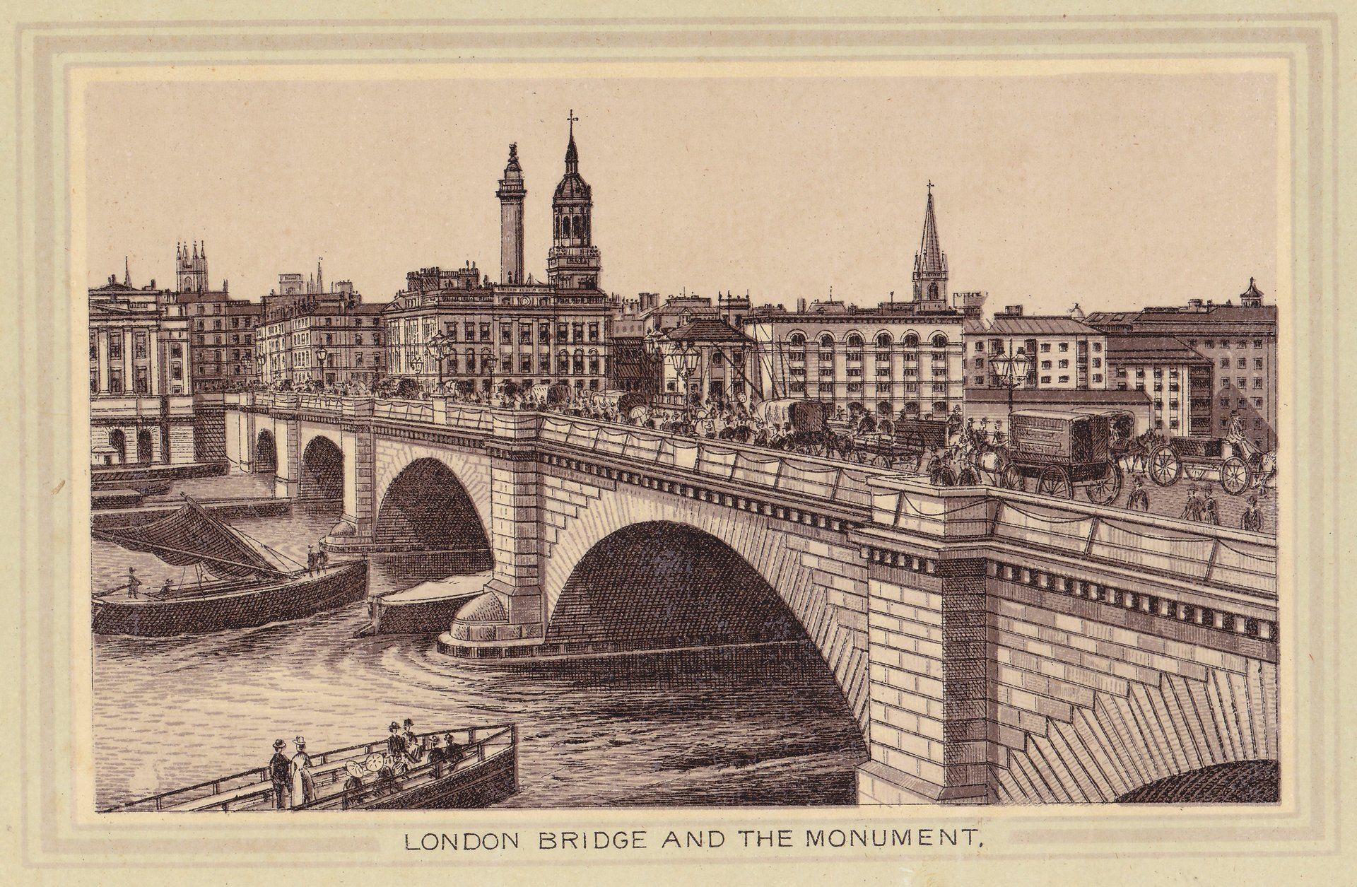 LONDON BRIDGE AND THE MONUMENT.