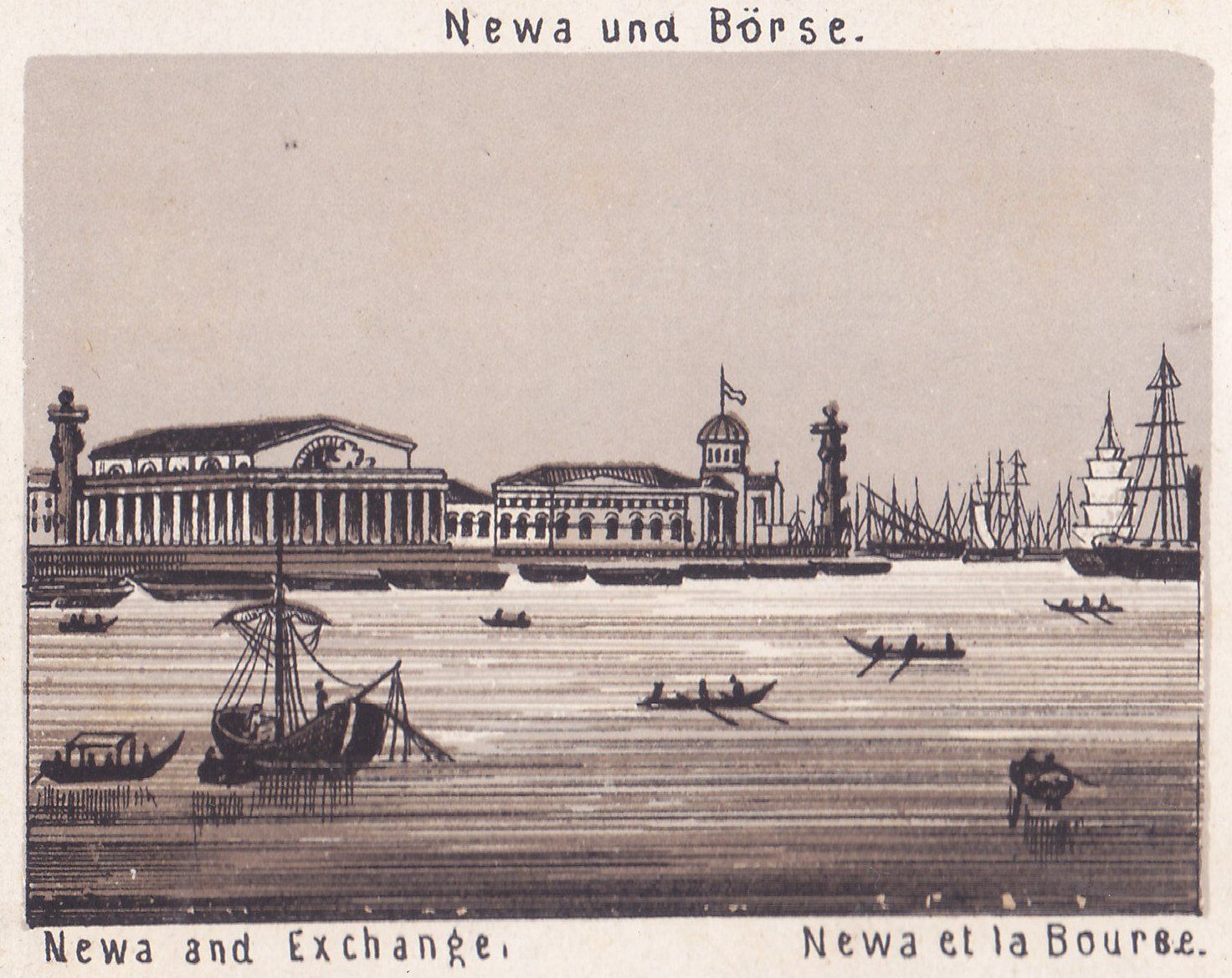 Newa und Börse. Newa and Exchange. Newa et la Bourse.