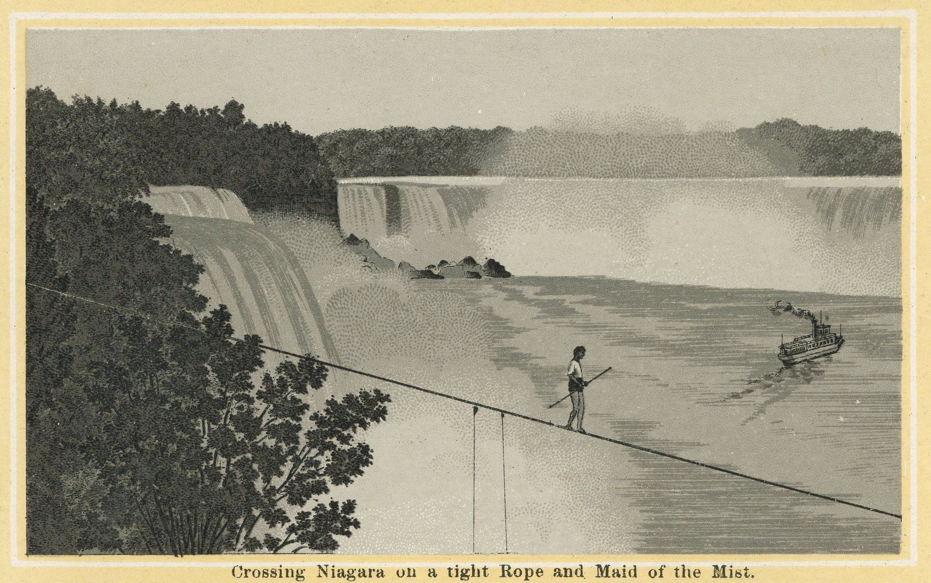 Crossing Niagara on a tight Rope and Maid of the Mist.