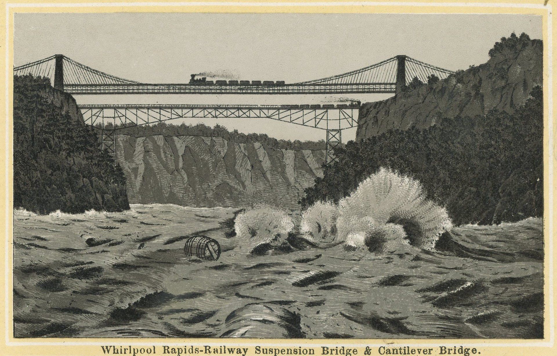 Whirlpool Rapids-Railway Suspension Bridge & Cantilever Bridge.