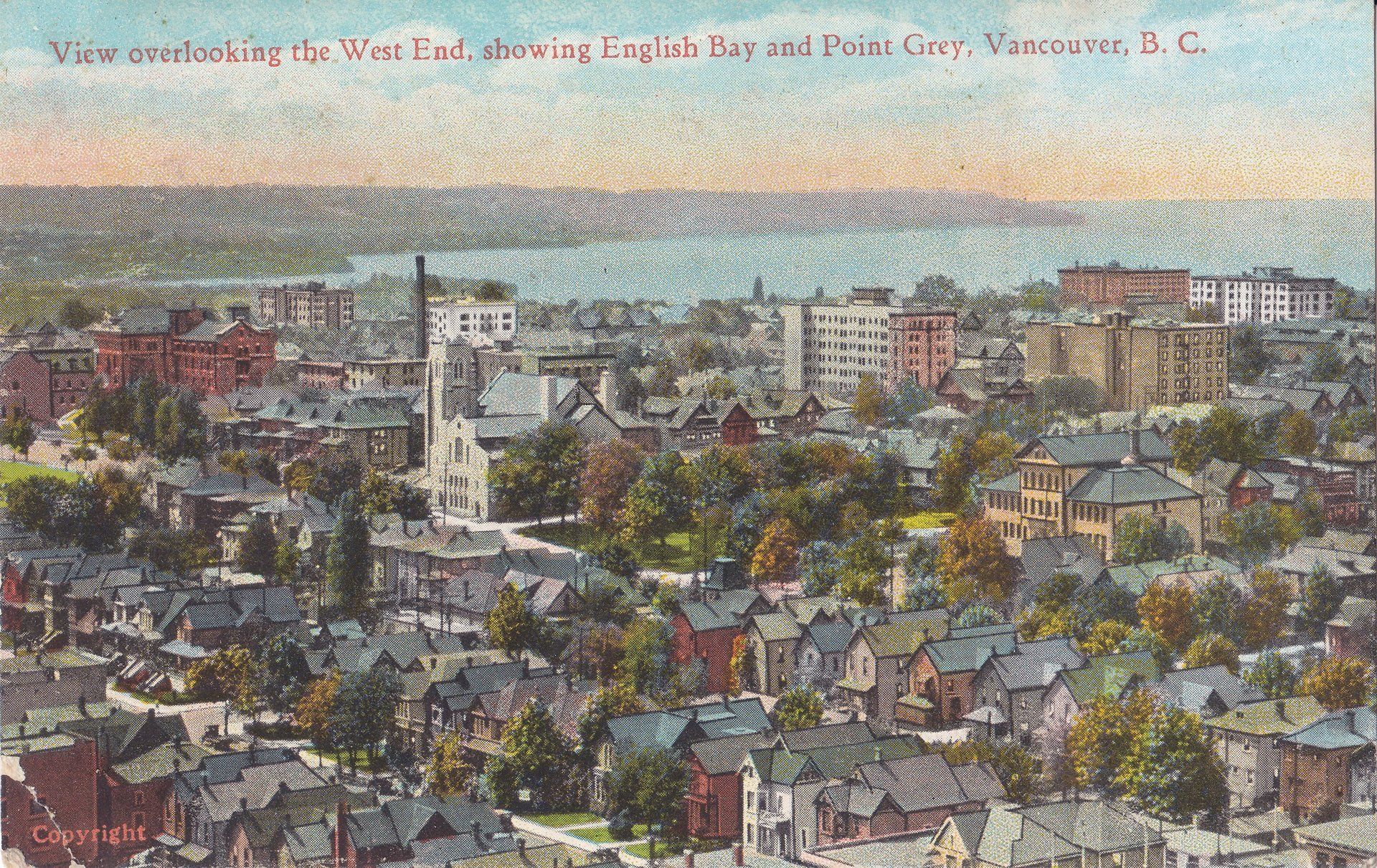 View overlooking the West End, showing English Bay and Point Grey, Vancouver, B.C.