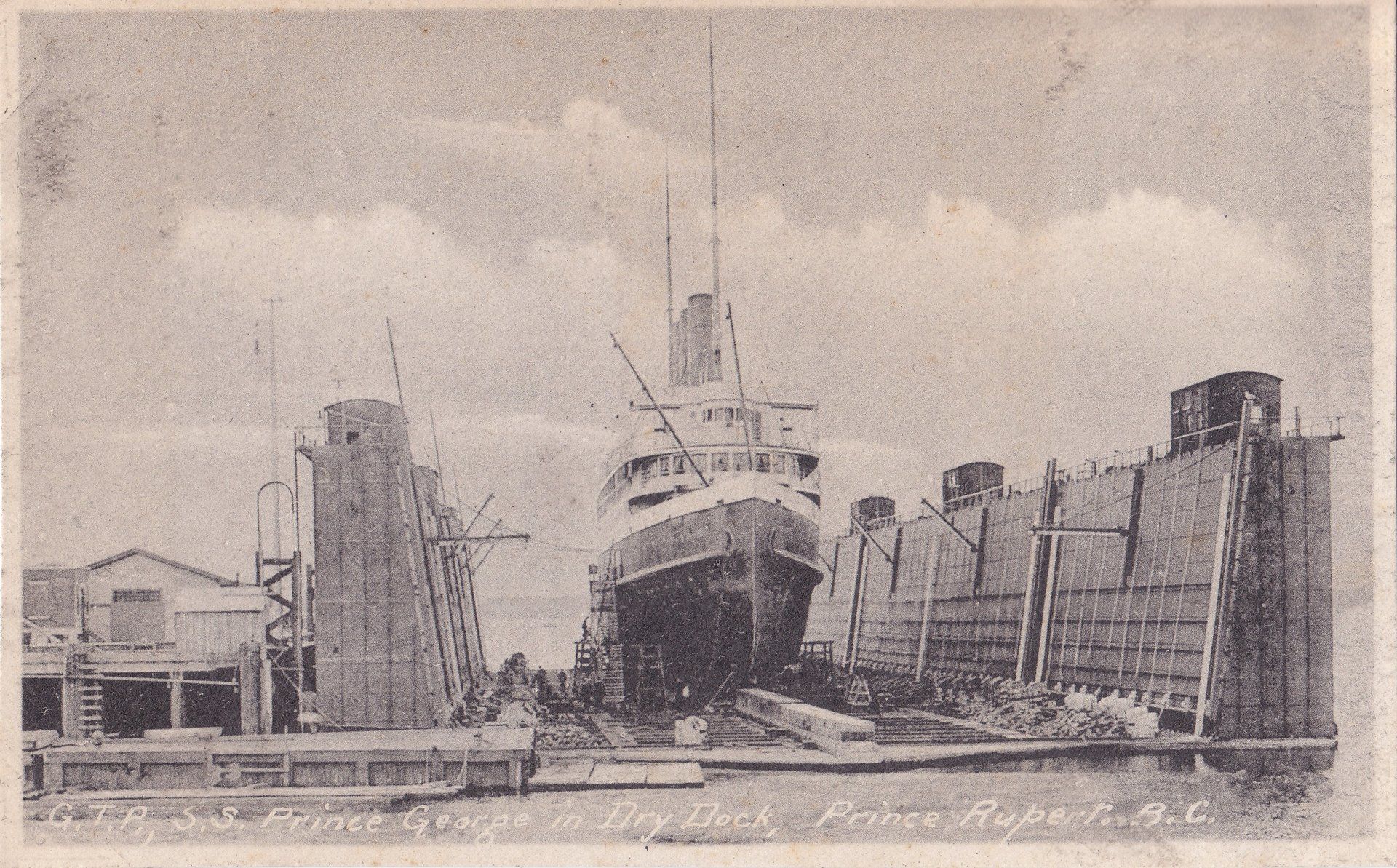 G.T.P., S.S. Prince George in Dry Dock, Prince Rupert, B.C.