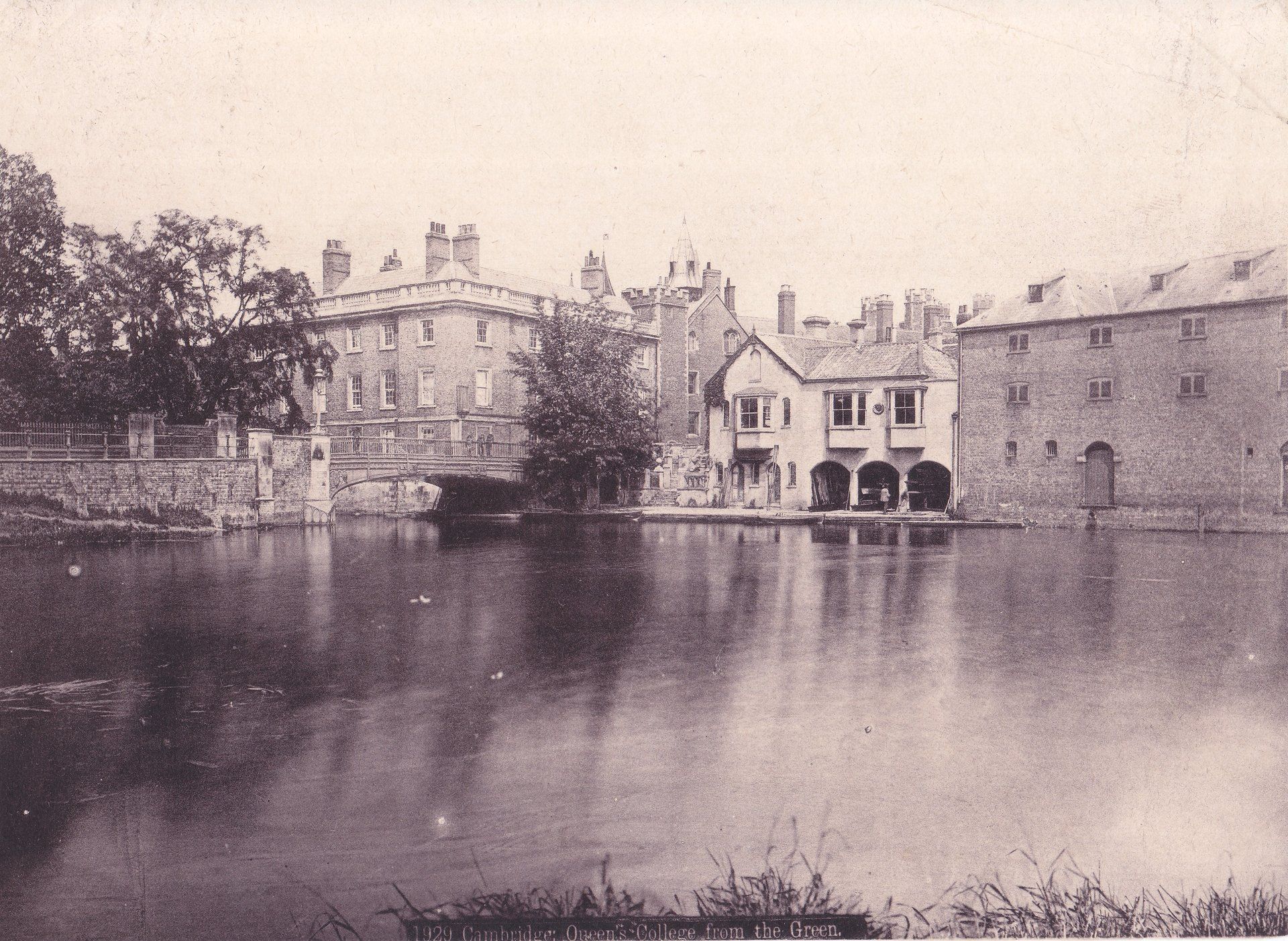 1929 Cambridge: Queen's College from the Green.