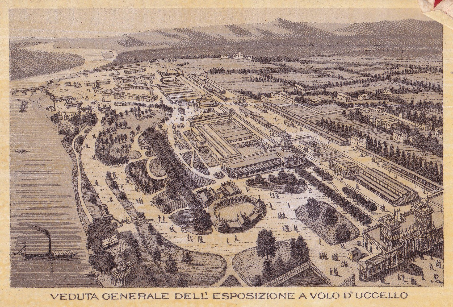 VEDUTA GENERALE DELL' ESPOSIZIONE A VOLO D'UCCELLO