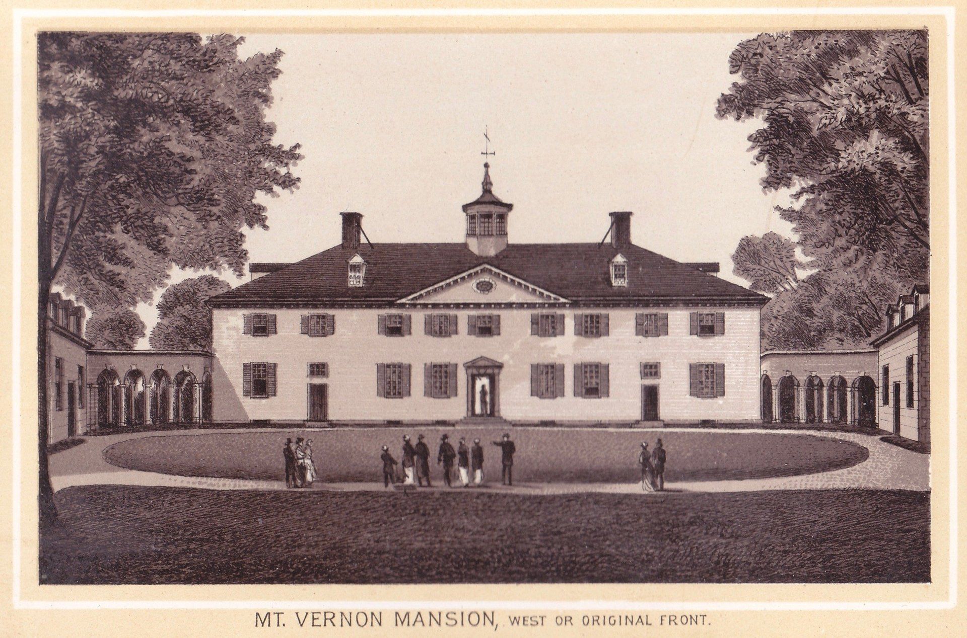 MT. VERNON MANSION, WEST OF ORIGINAL FRONT.