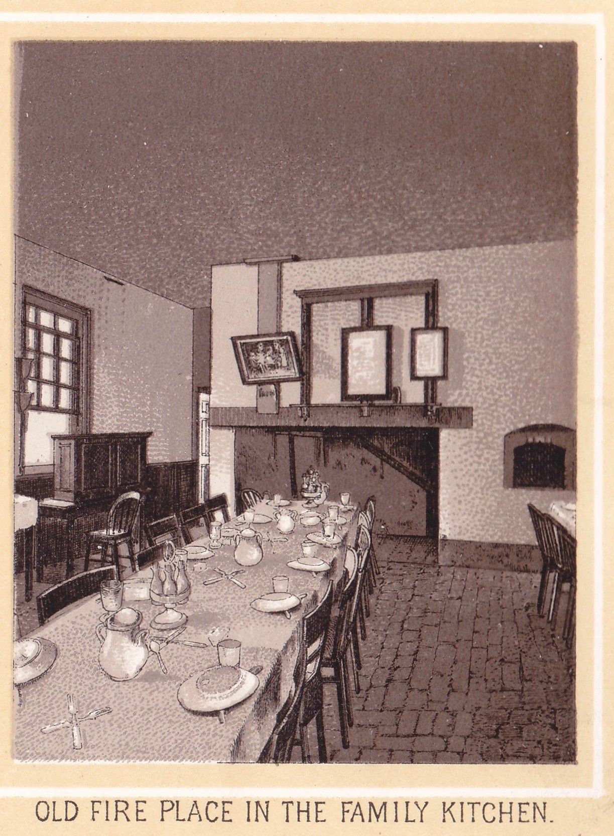 OLD FIRE PLACE IN THE FAMILY KITCHEN.