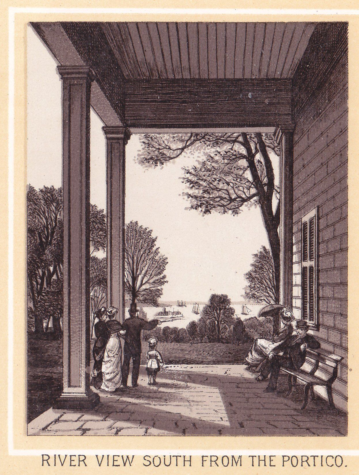 RIVER VIEW SOUTH FROM THE PORTICO.