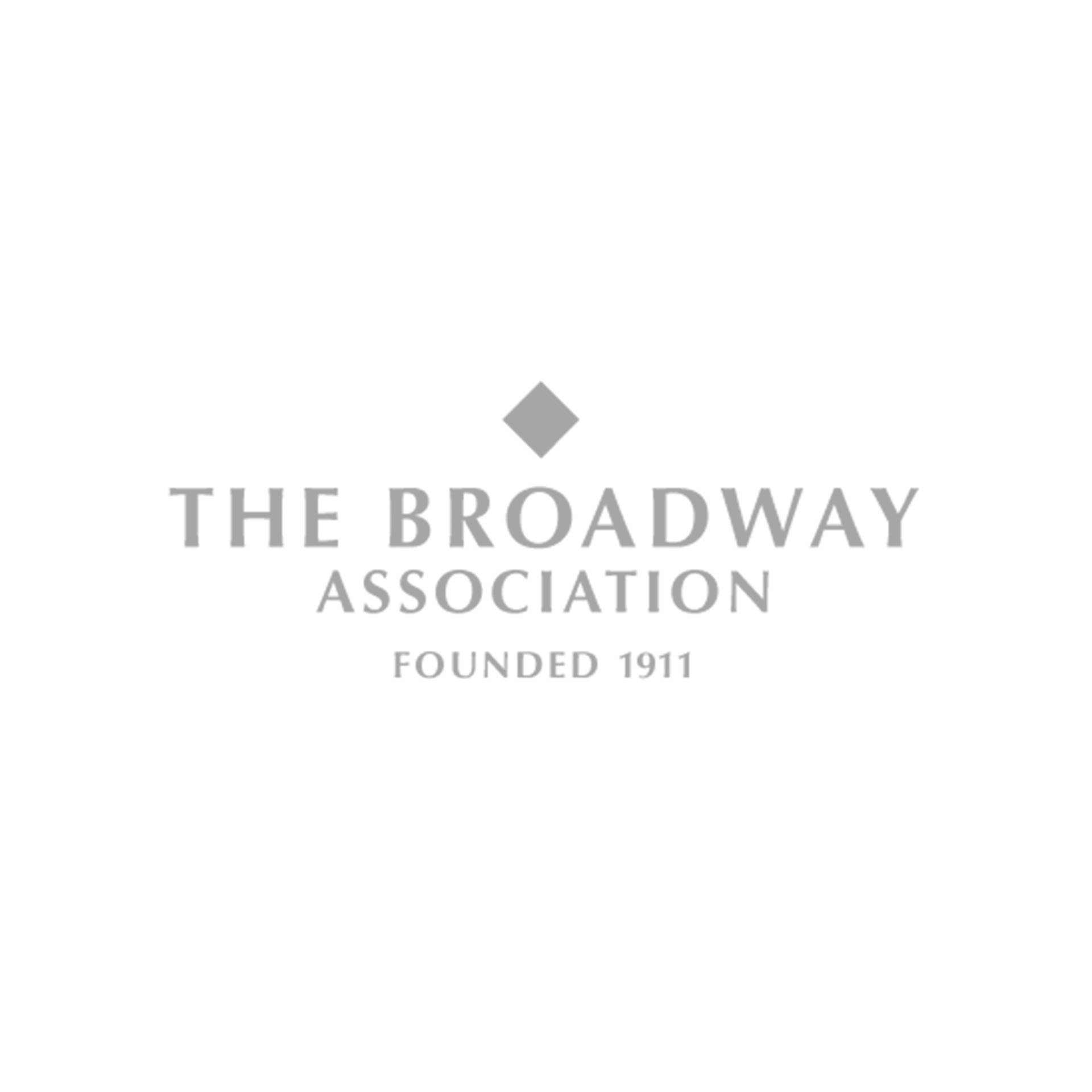 A black and white logo for the broadway association founded in 1911.