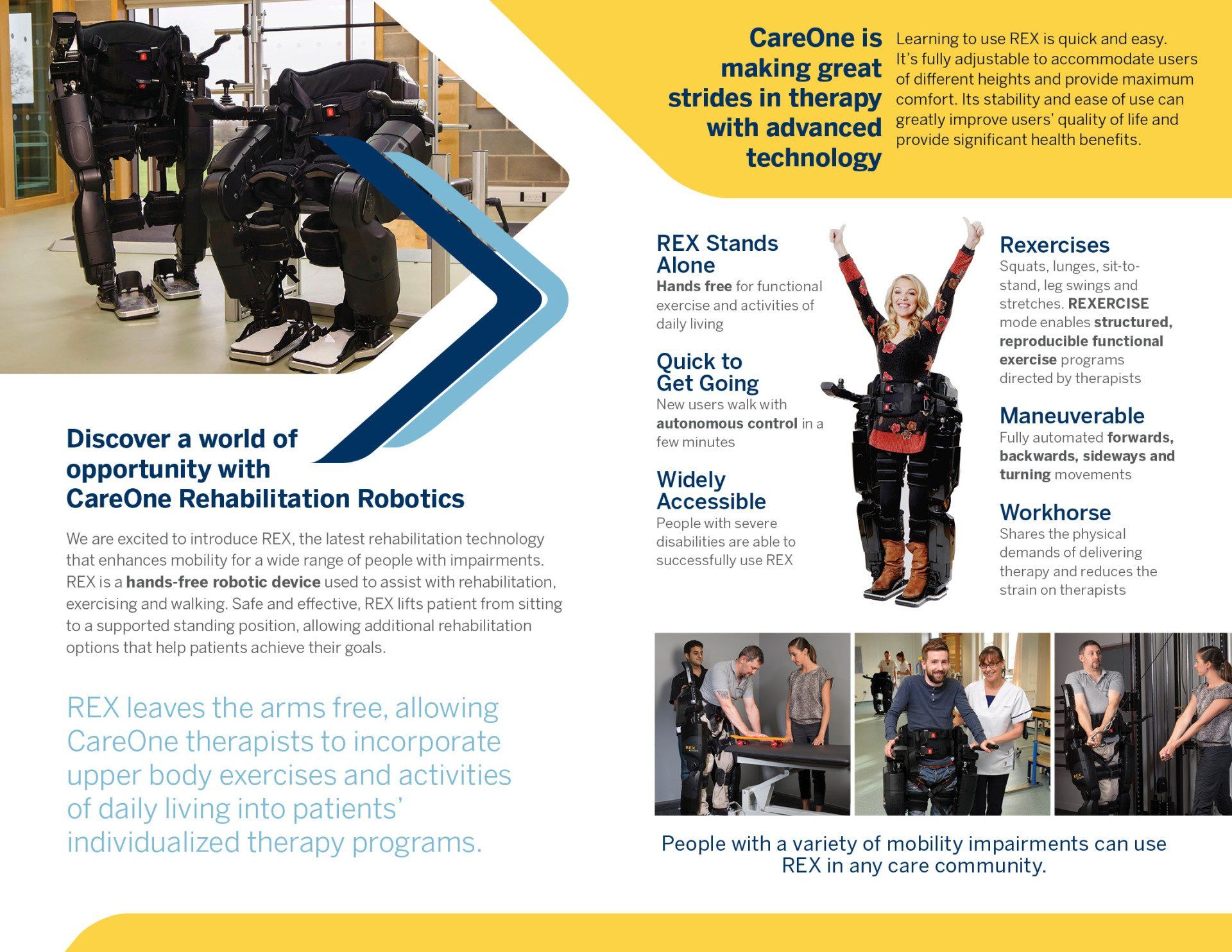 A brochure for a company called careone rehabilitation robotics