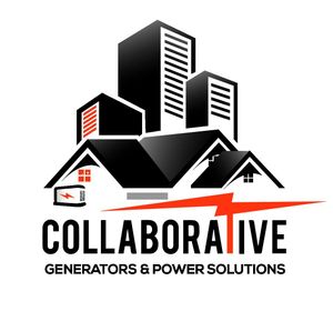 Logo for Collaborative Generators & Power Solutions with black text and an orange lightning bolt icon above.