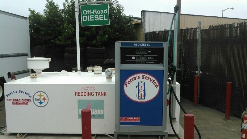 A gas station with a sign that says off road diesel