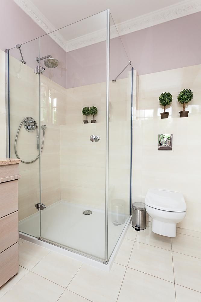A Bathroom with A Walk in Shower and A Toilet — Distinctive Glass In Taree, NSW