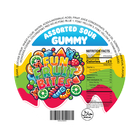 A label for assorted sour gummy fun fruit bites