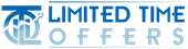 The logo for limited time offers is blue and white.