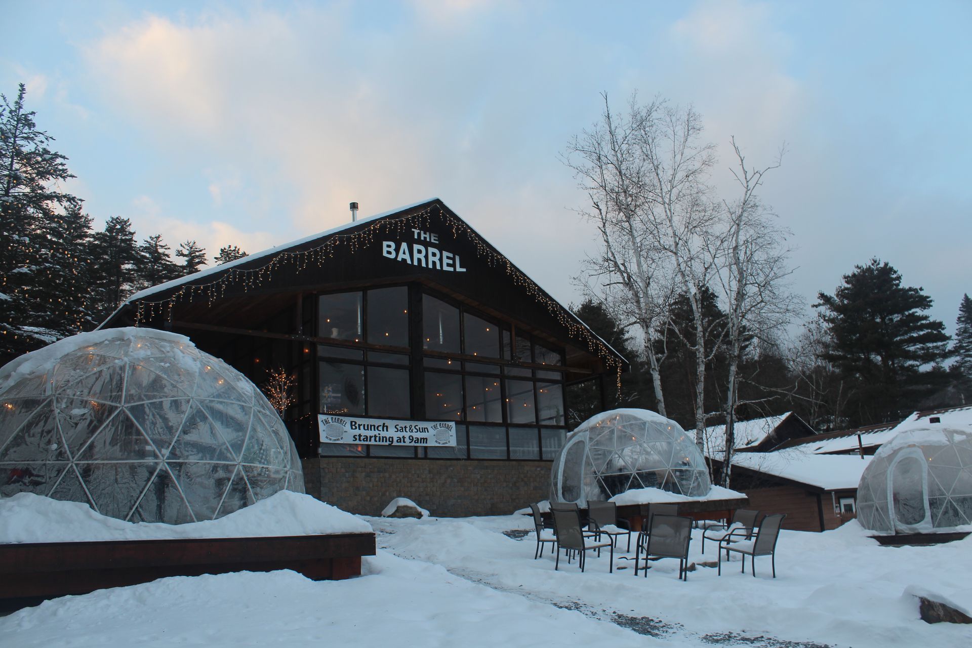 A large building with the word barrel on it