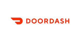 DoorDash logo: Orange stylized D with a wing, beside red