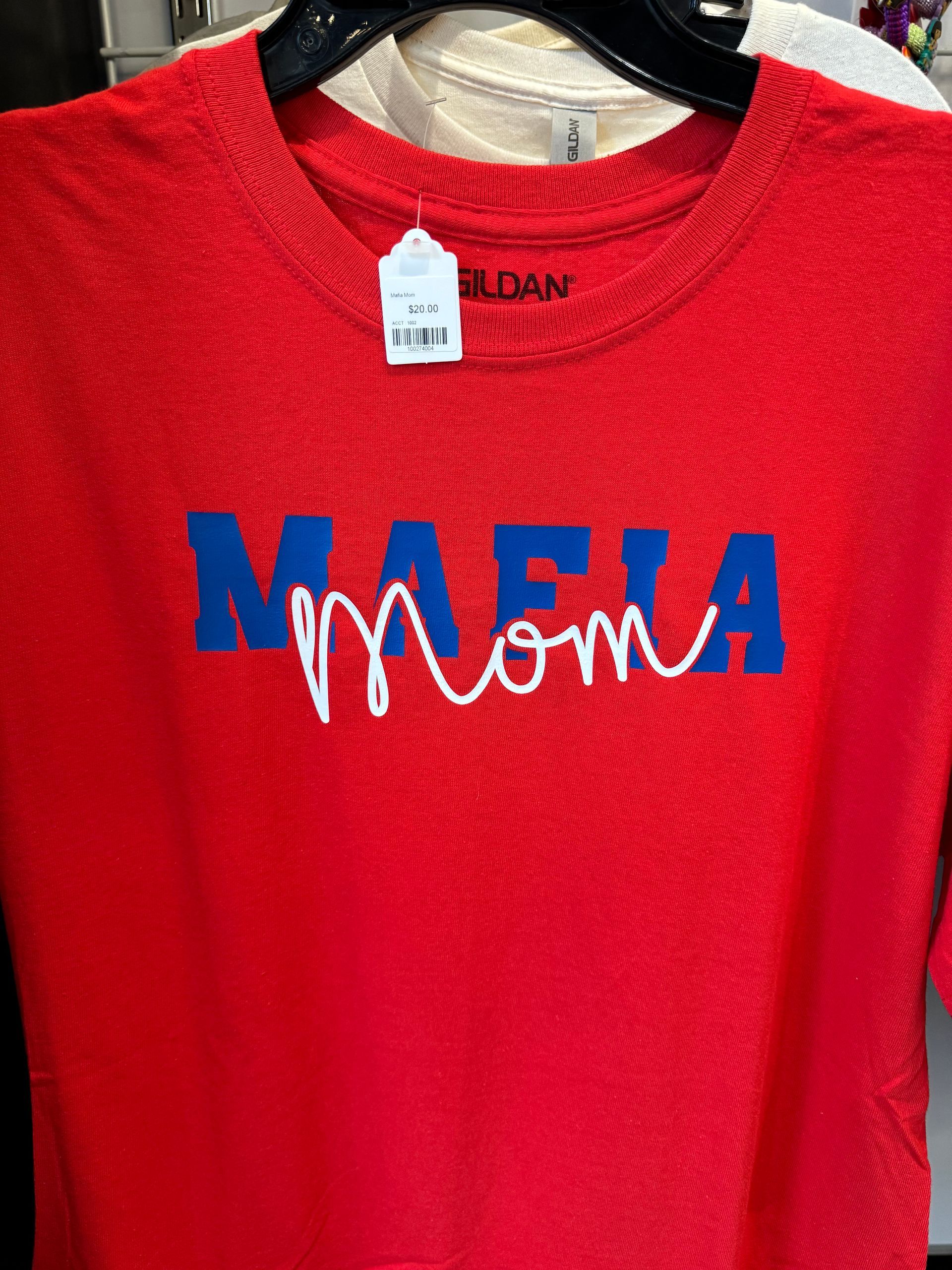 Red t-shirt with blue 