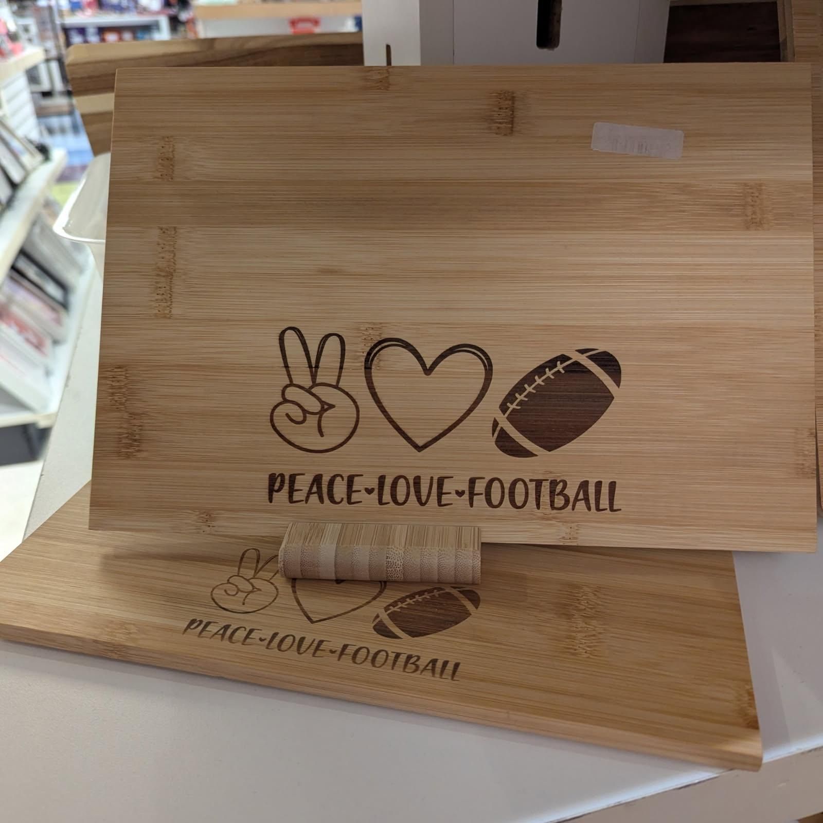 Wooden cutting board with etched 