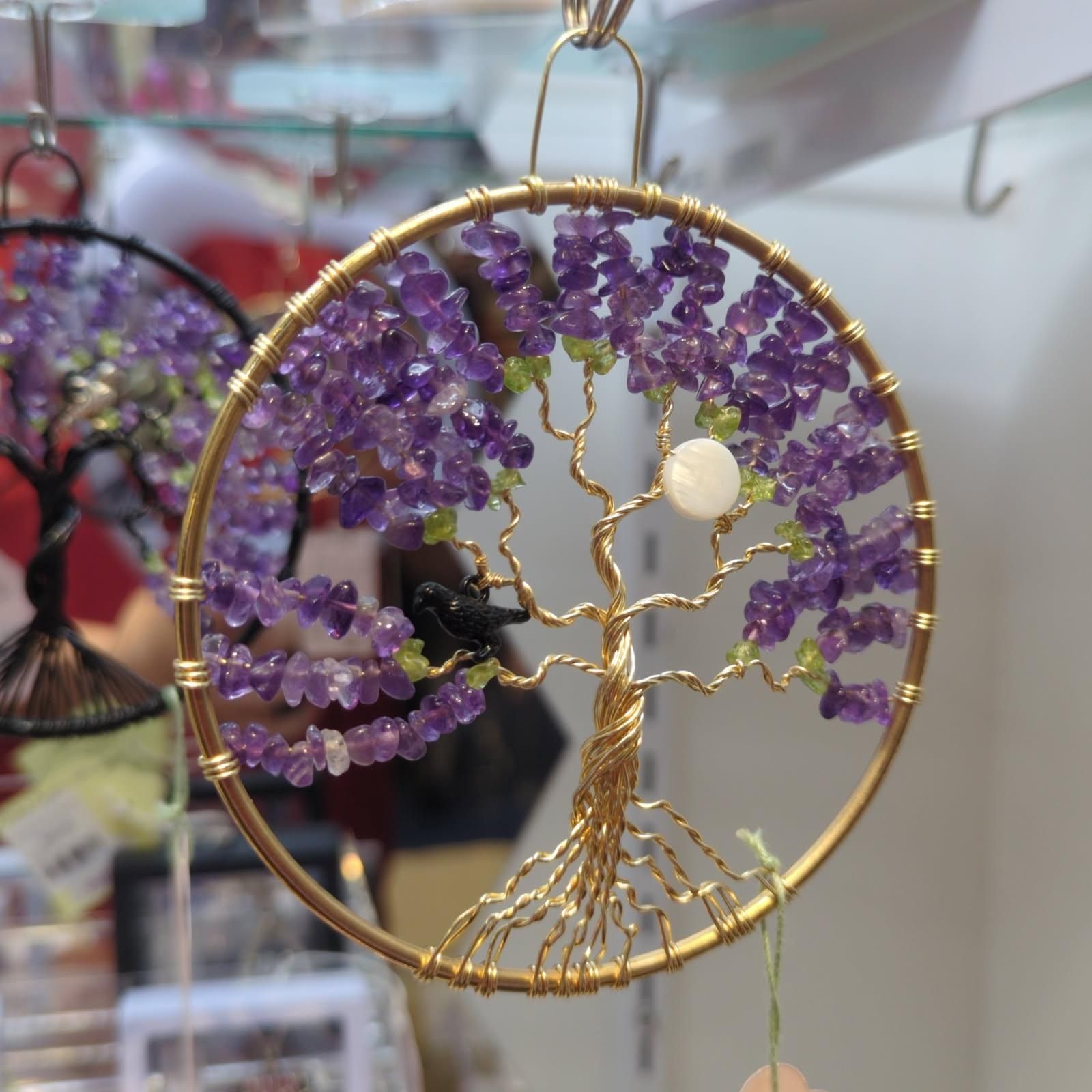 Wire tree of life pendant with amethyst 