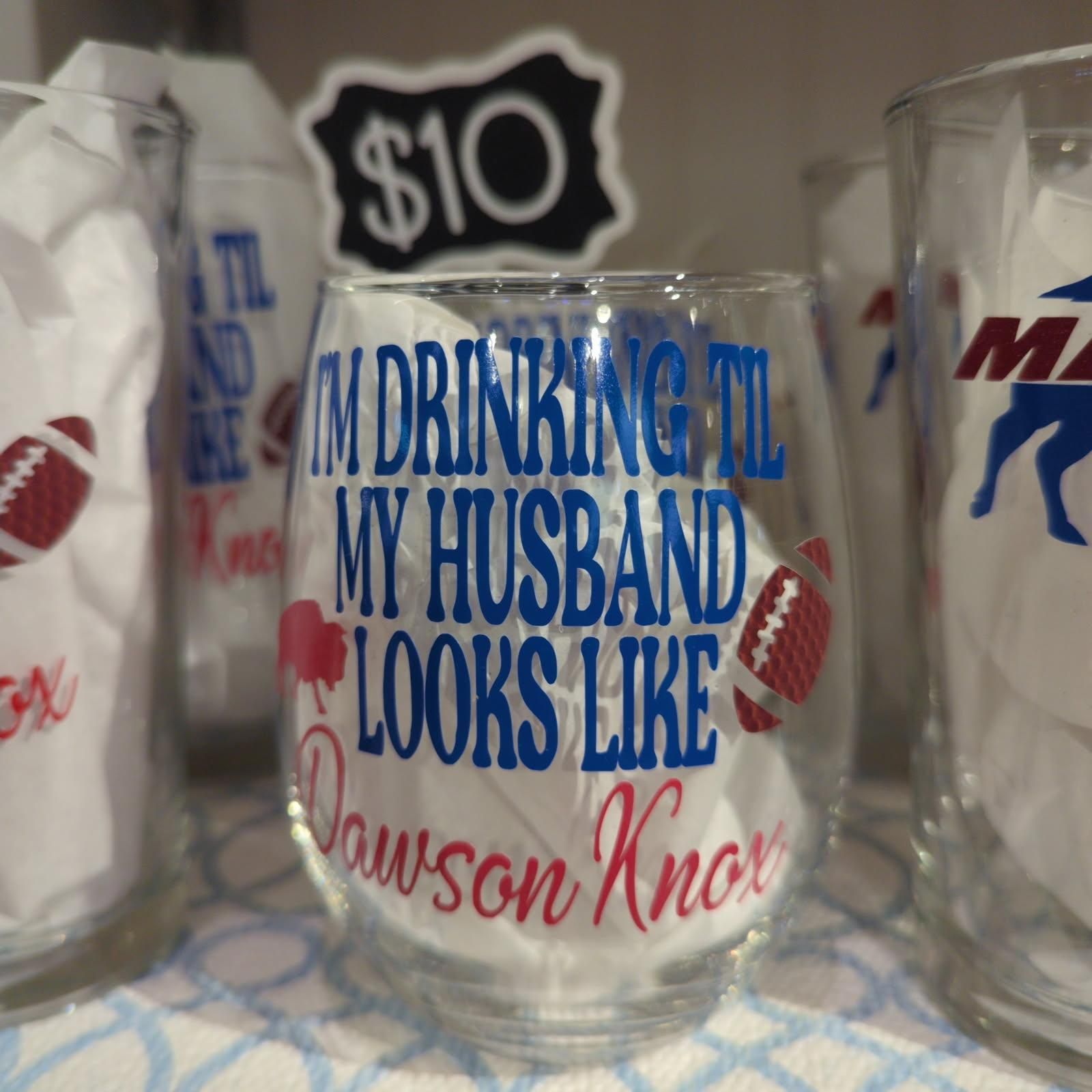 Wine glass with text: 