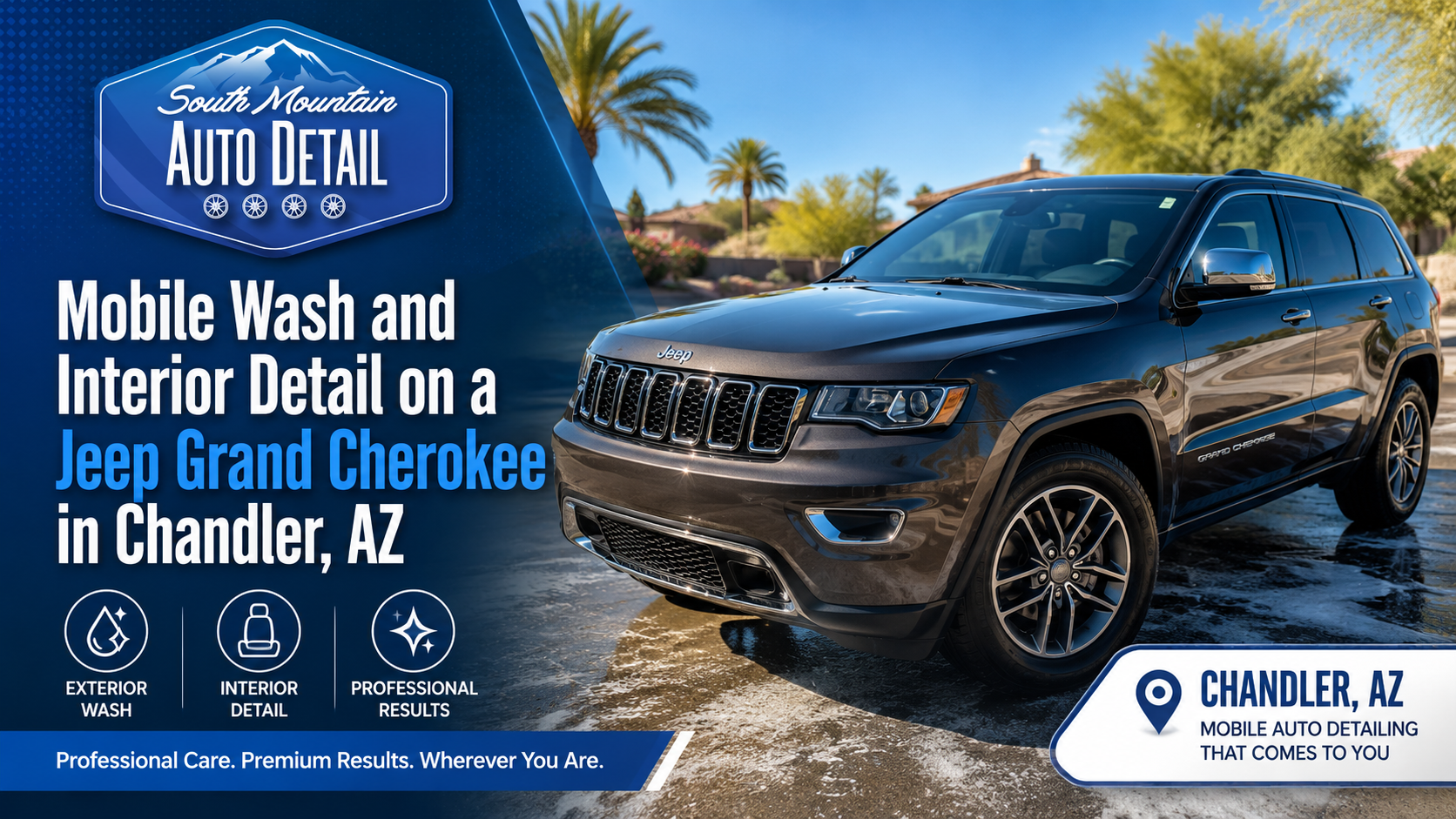 Jeep Grand Cherokee mobile wash and interior detail in Chandler AZ by South Mountain Auto Detail