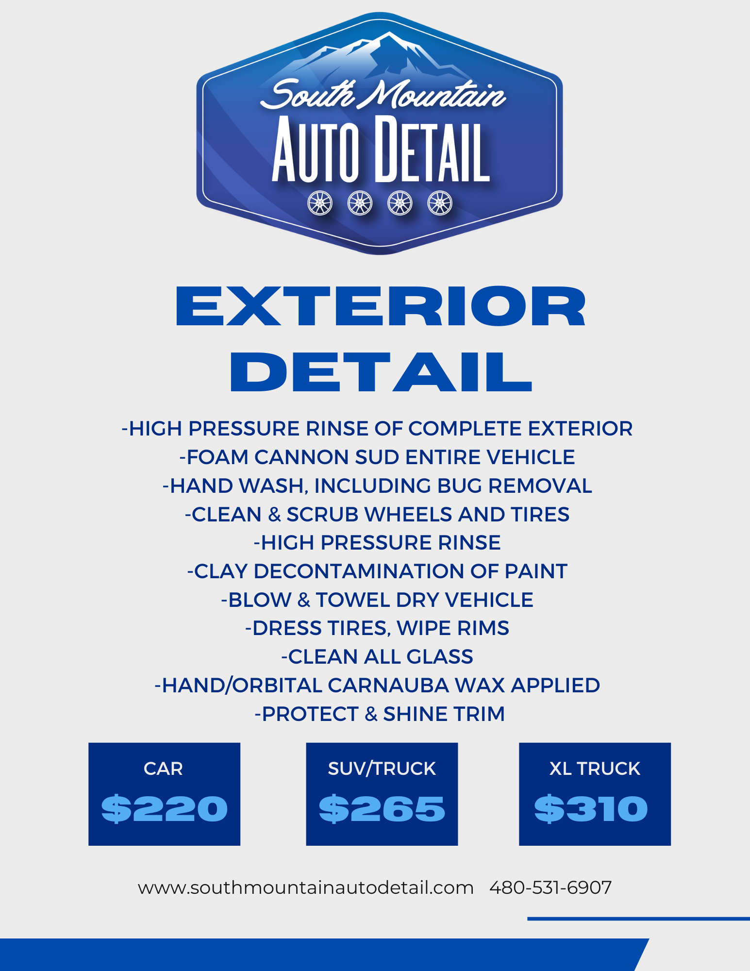 exterior detail pricing in Chandler AZ
