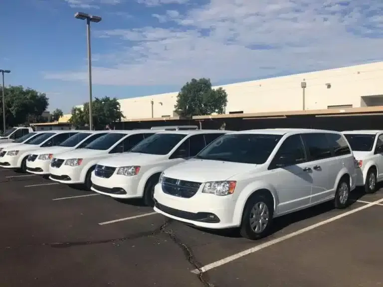 fleet of vans freshly detailed in Tempe, AZ