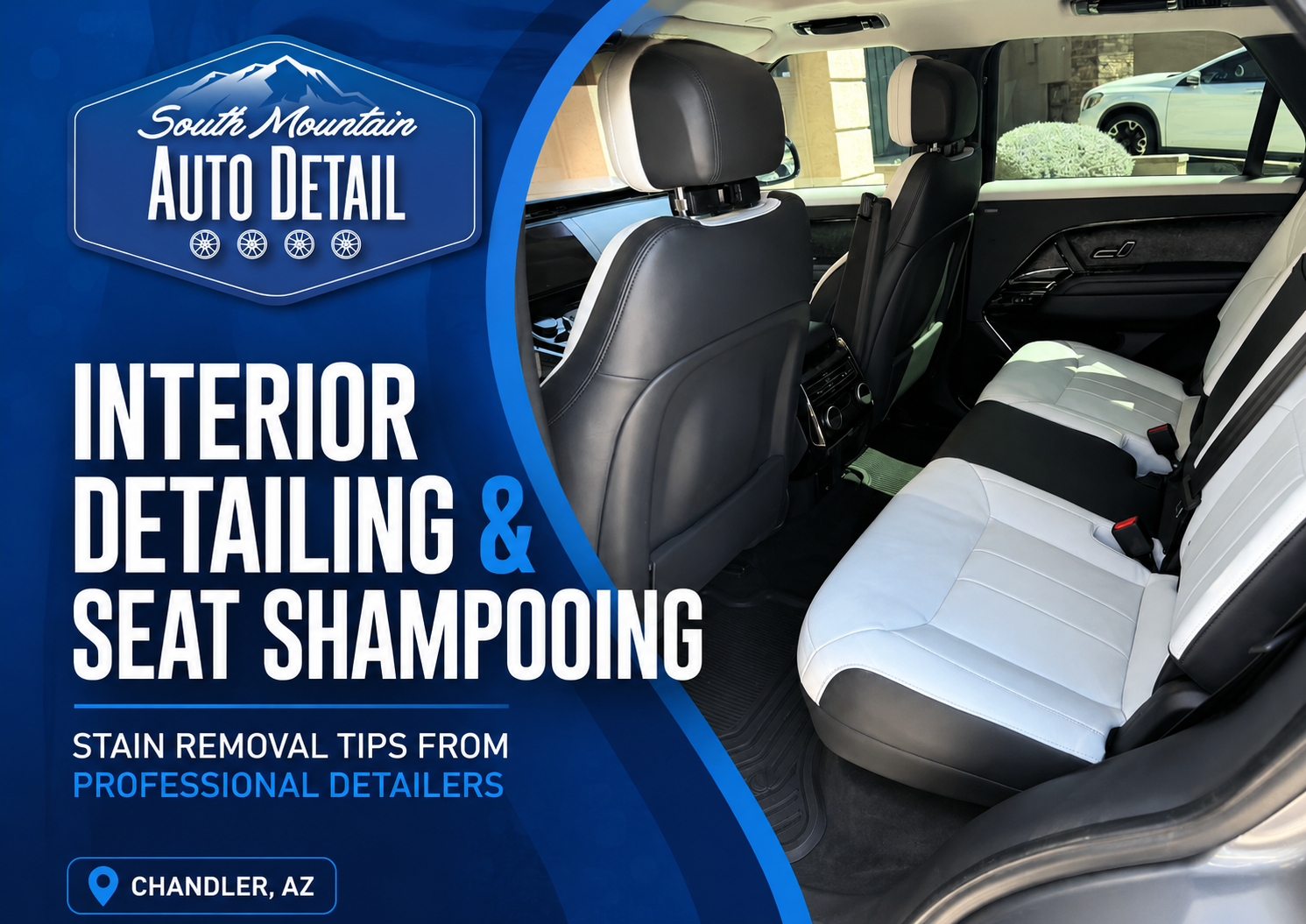 Interior detailing and seat shampooing service in Chandler AZ by South Mountain Auto Detail