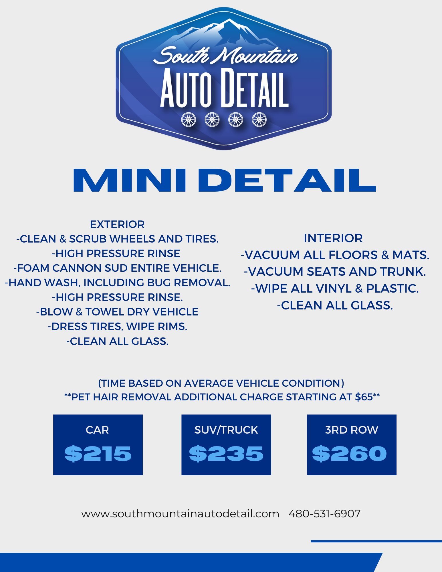 mini detail pricing in chandler az
