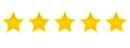 five yellow stars are lined up in a row on a white background .