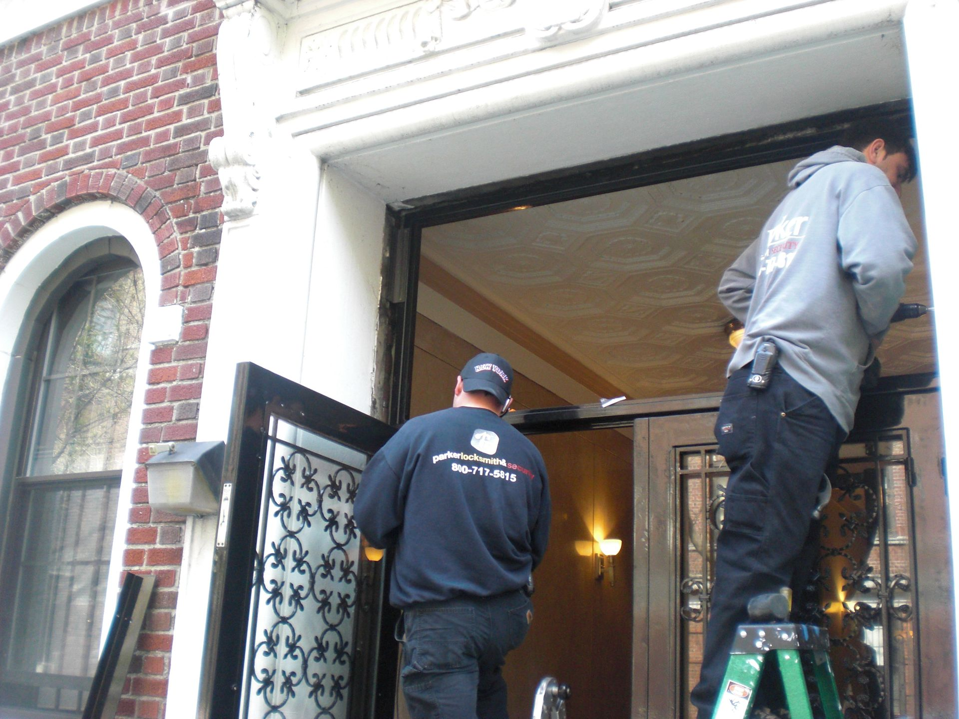 Commercial security door repair at a building in NYC by Parker Custom Security