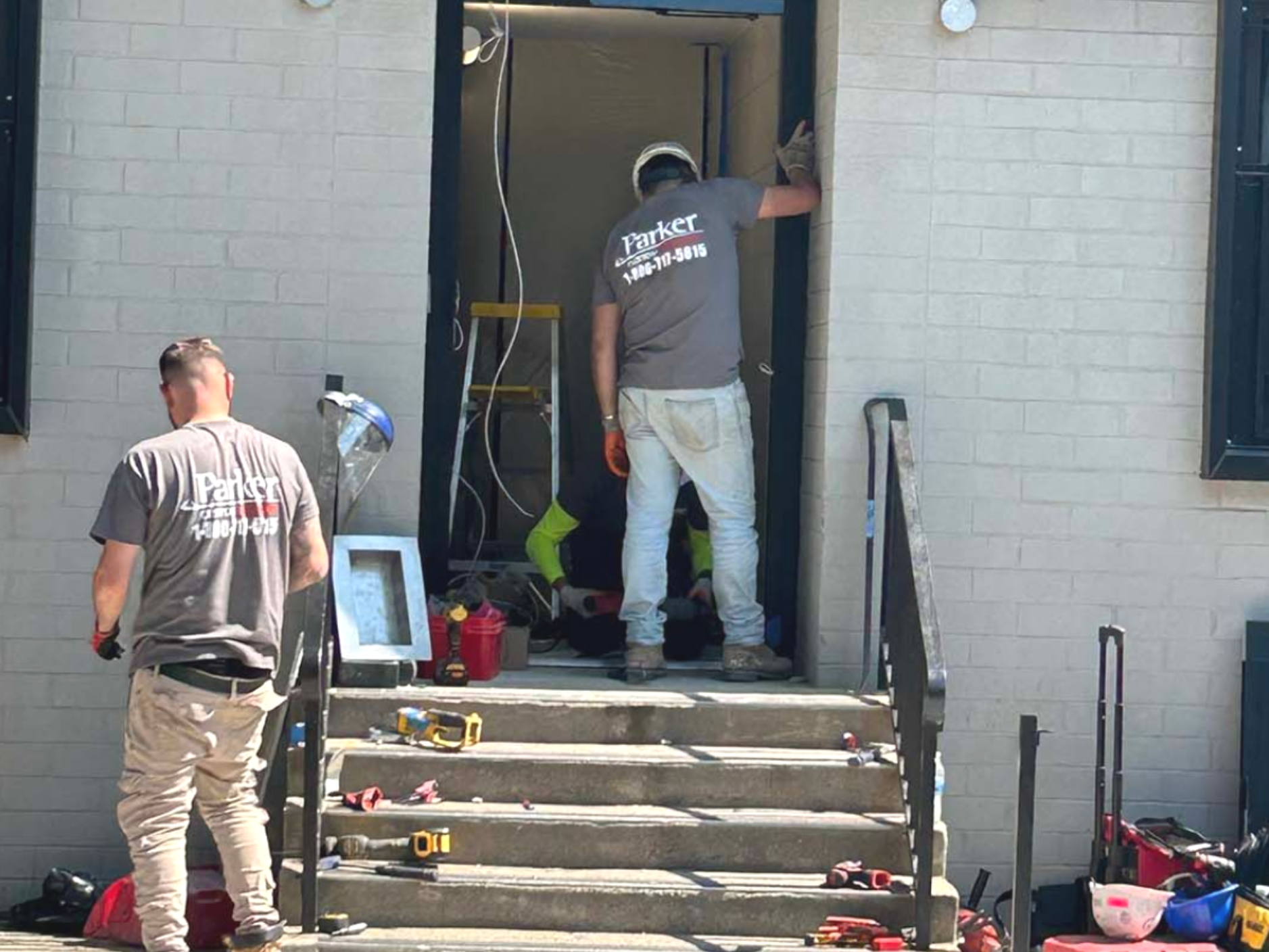 Door frame repair at a building in NYC by Parker Custom Security 