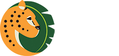 elmwood park zoo logo of a cheetah and a green leaf