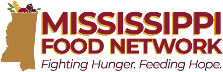 a logo for Mississippi Food Network fighting hunger feeding hope
