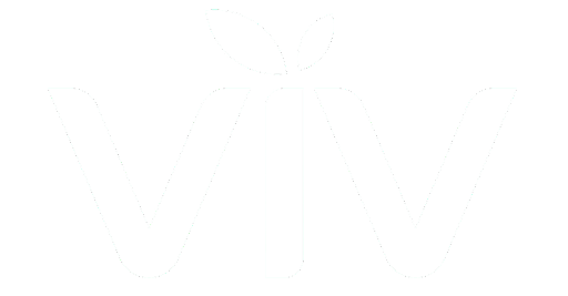 a white logo for a company called Viv
