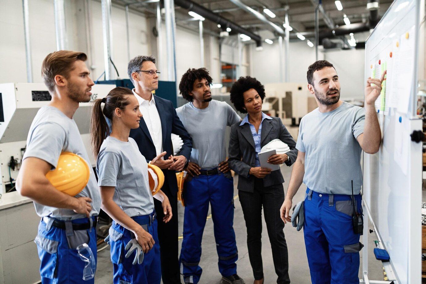 Group of workers with personal protective equipment