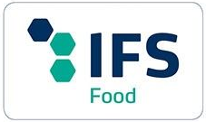 Logo IFS Food: esagoni blu e verdi accanto alle lettere blu scuro 