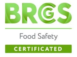 Logo BRGS Food Safety Certified in verde.