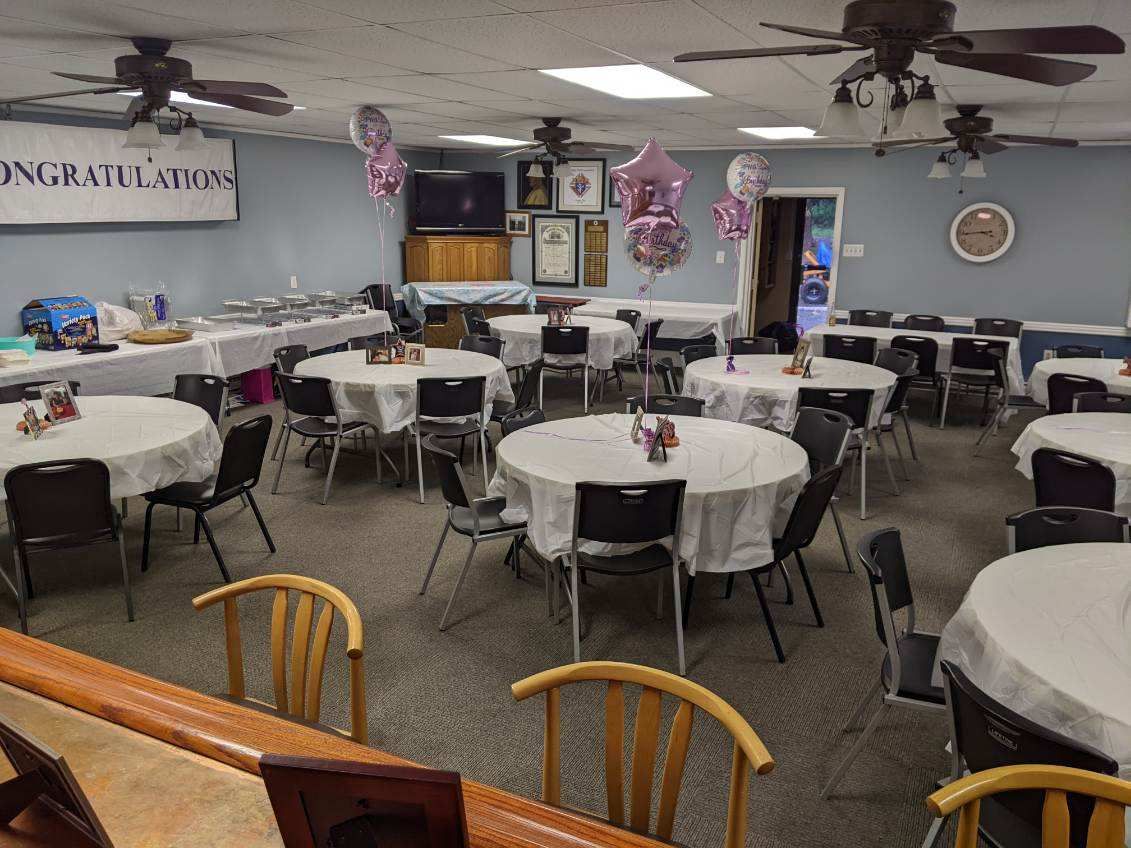 Event Hall with Tables and Door