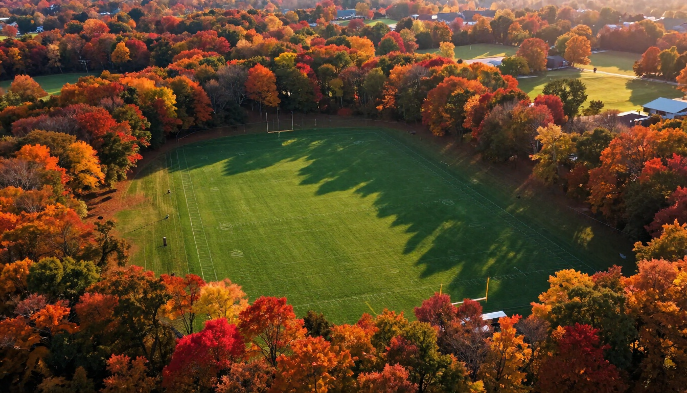 Youth football helmet on grass field