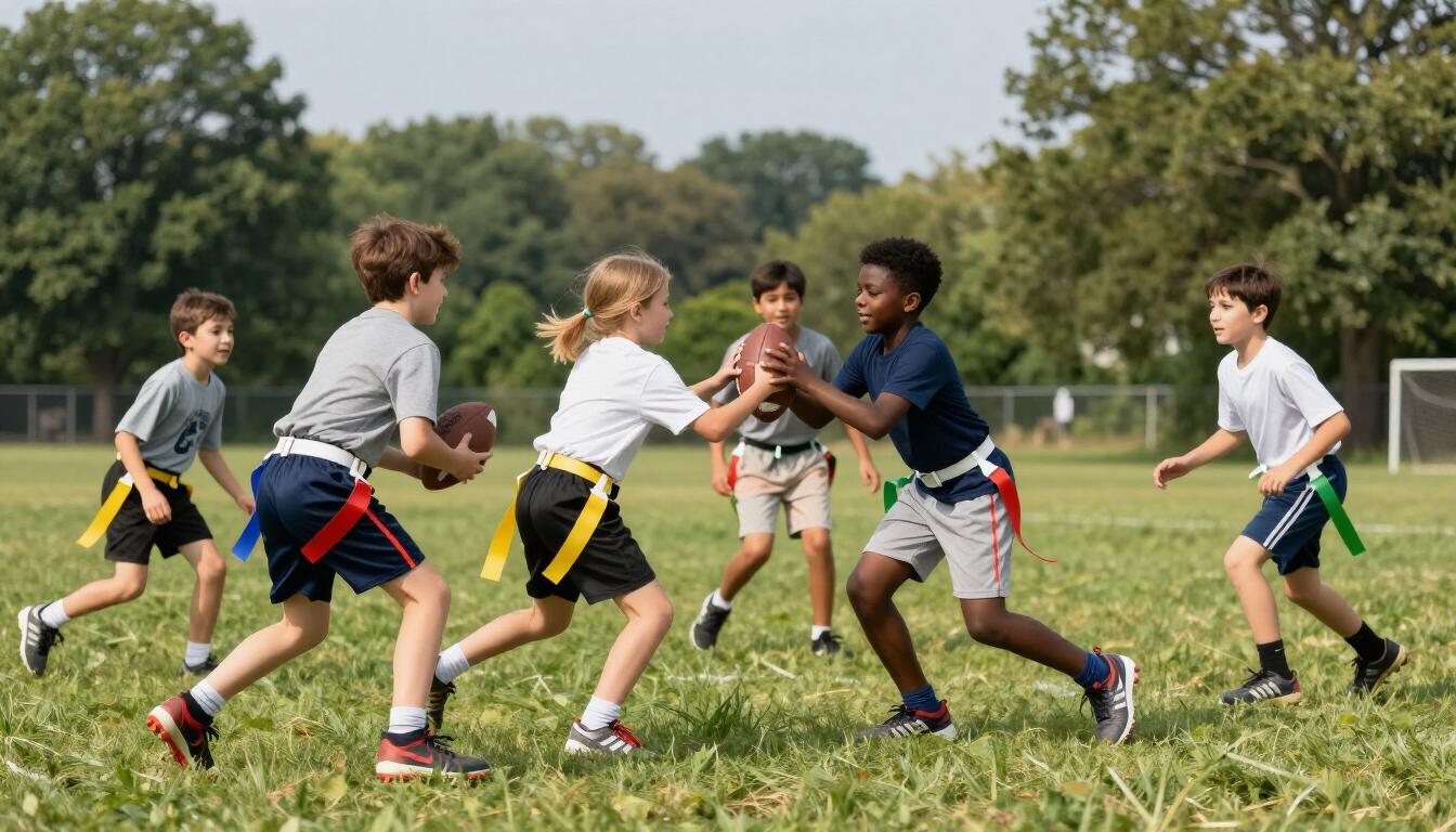 Kids playing flag football