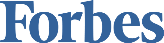 The forbes logo is blue and white on a white background.