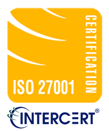 An iso 27001 certification logo for intercert