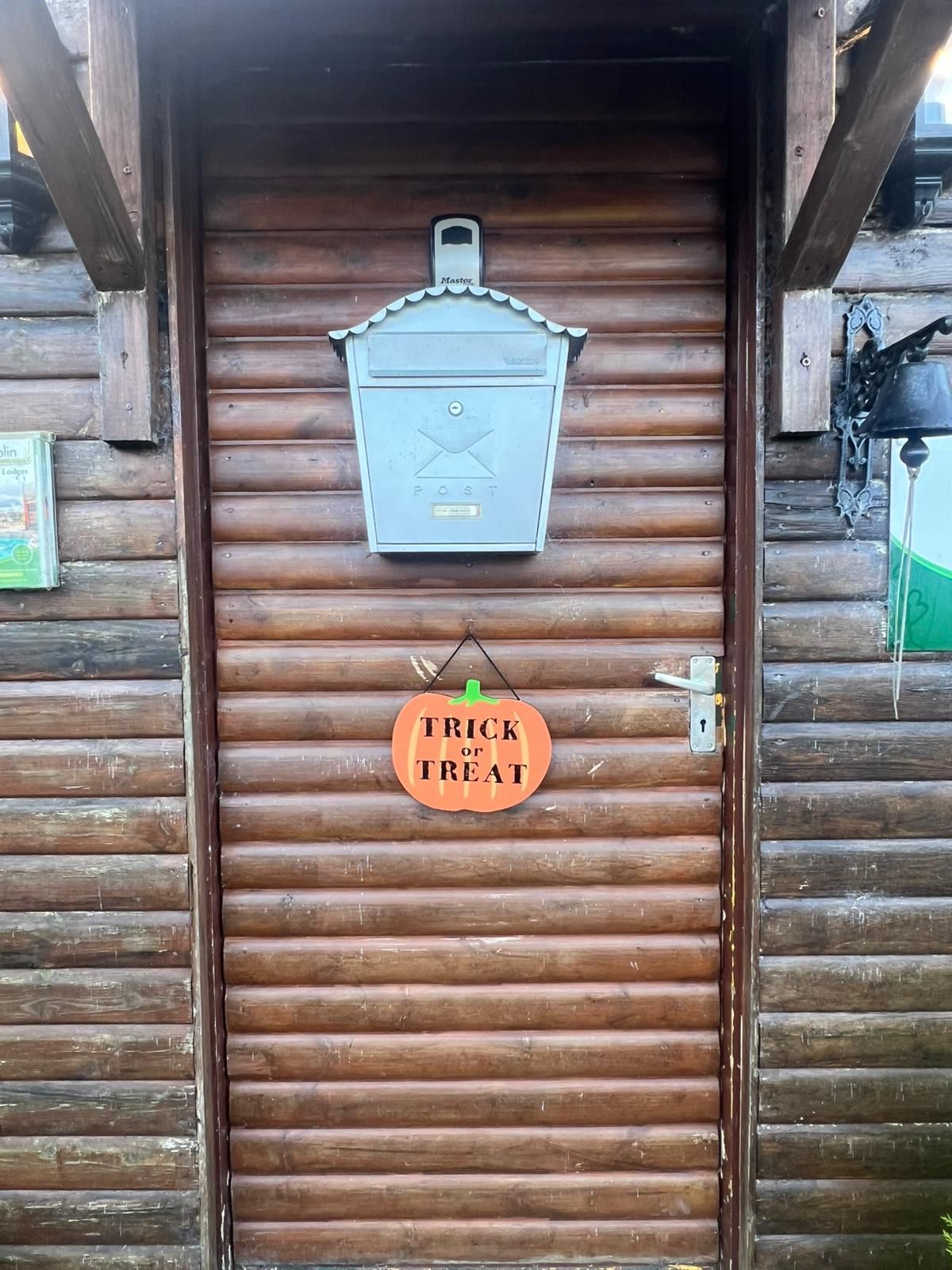 Family building Lego Halloween wreath at Kiplin Lodge Park with autumn decorations and Yorkshire Dal
