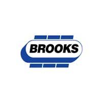 The brooks logo is blue and white on a white background.