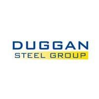 The duggan steel group logo is blue and yellow on a white background.