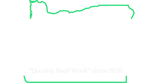 The logo for hogan roof is green and silver and looks like a motorcycle.