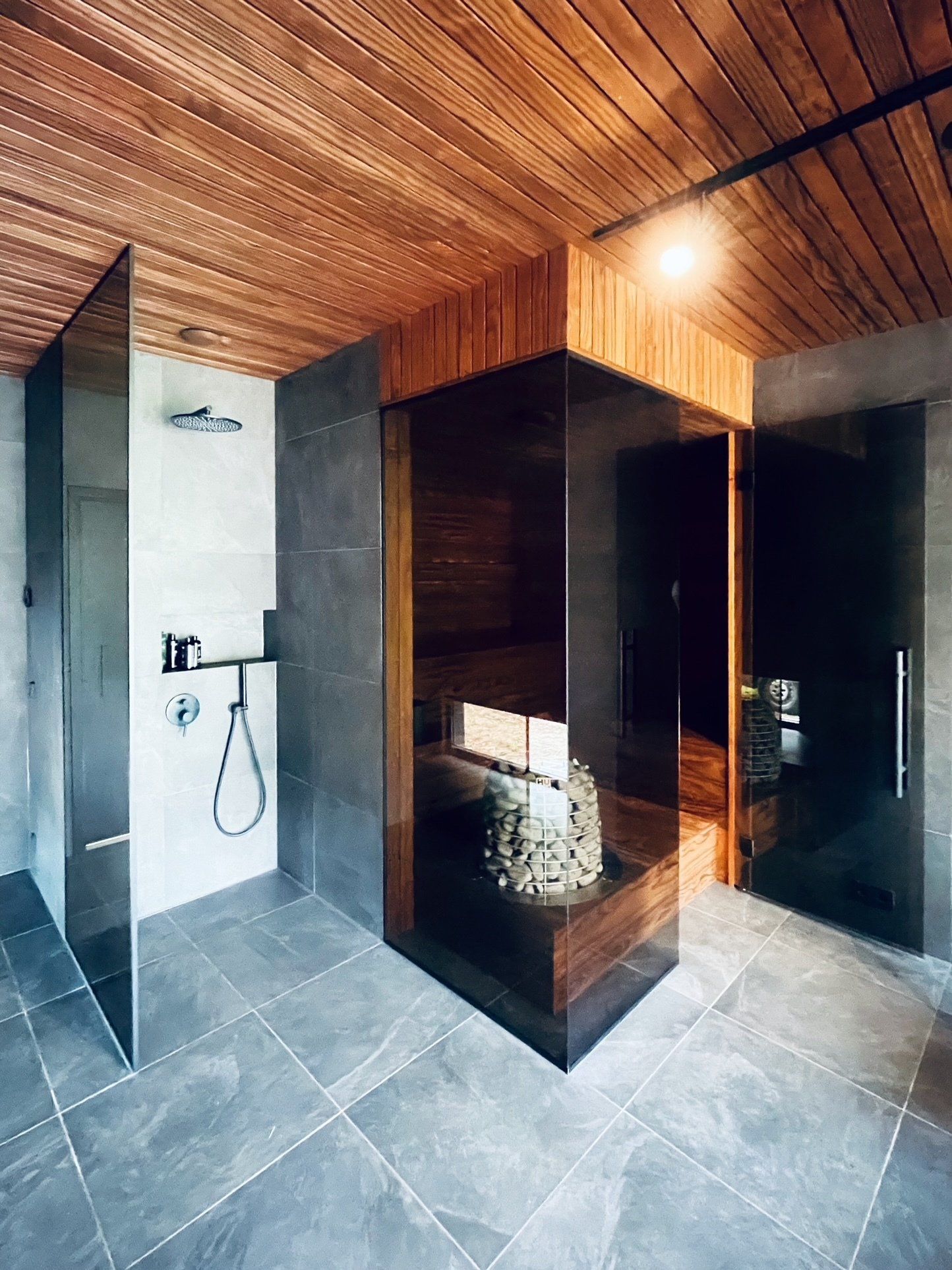 Sauna klaassein uksega - pronks klaas